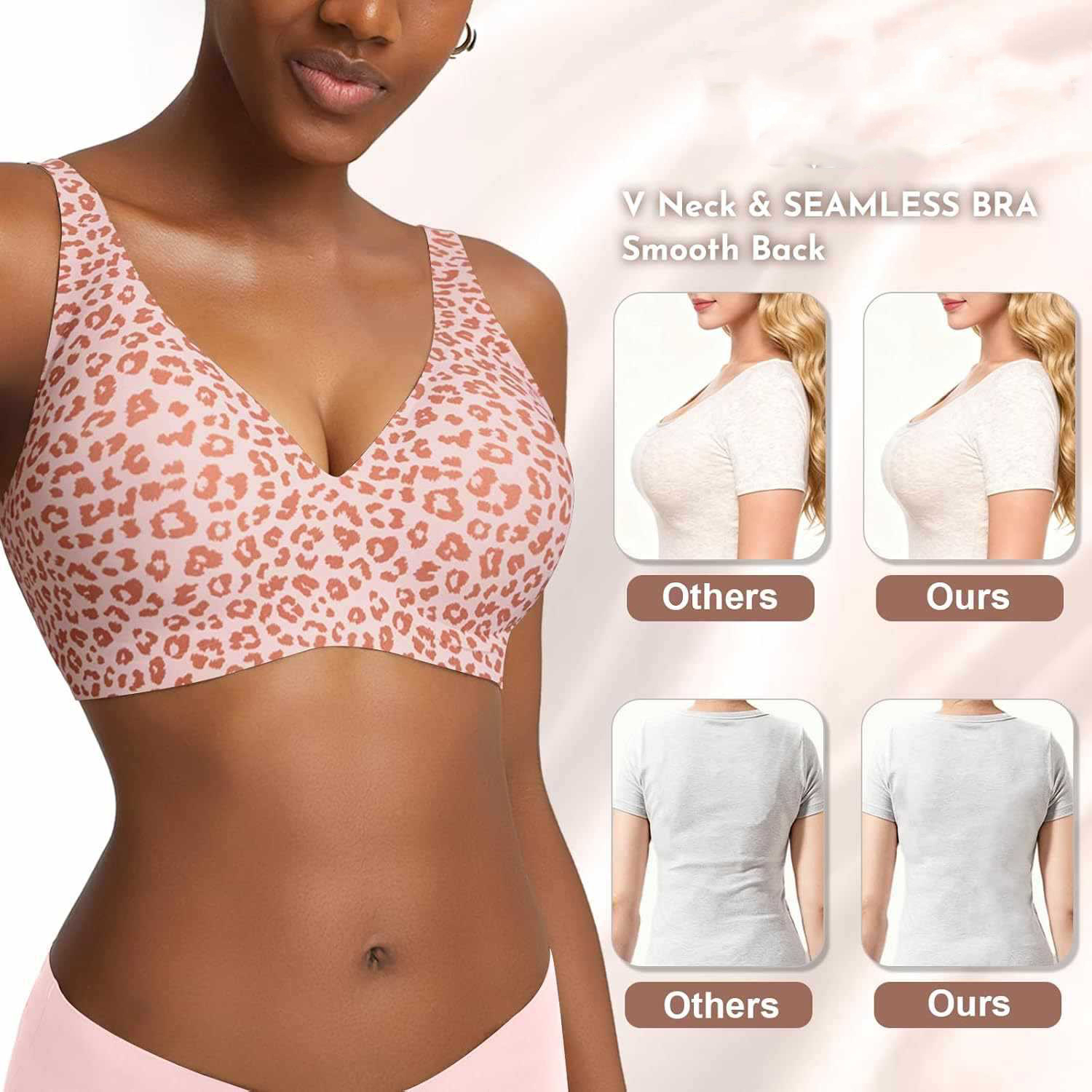 Women's Seamless Pink Leopard  - Minimizer Bra Women 评论和价格