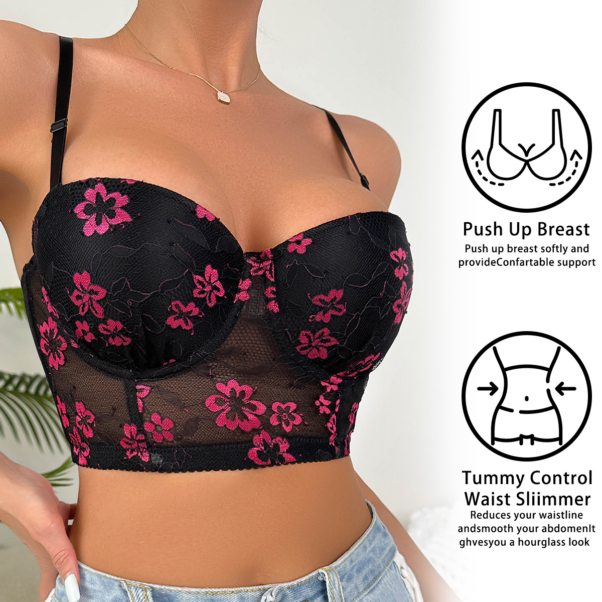 Pretty Women Underwear Embroid - Underwire Bra Padded 评论和价格